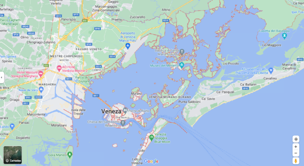 Captura de tela com a cidade de Veneza em destaque