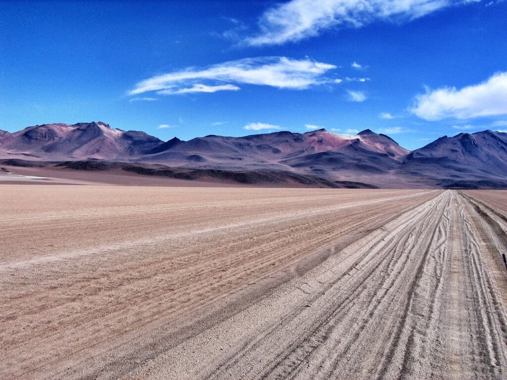 Caminho para atrações no Atacama